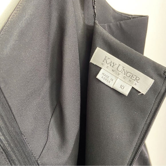 Stunning Kay Unger 100% silk dress black dress jewels crustal Bubble hem size 10 - Picture 2 of 16